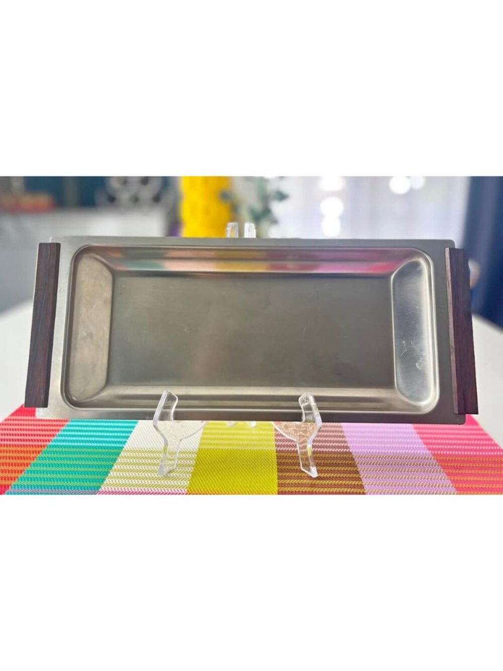 VTG Kalmar Designs stainless steel serving tray with teak wood handles-Denmark